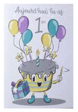 1 AN - CARTE D'ANNIVERSAIRE - AUJOURD'HUI TU AS 1 AN - ROSEDALE